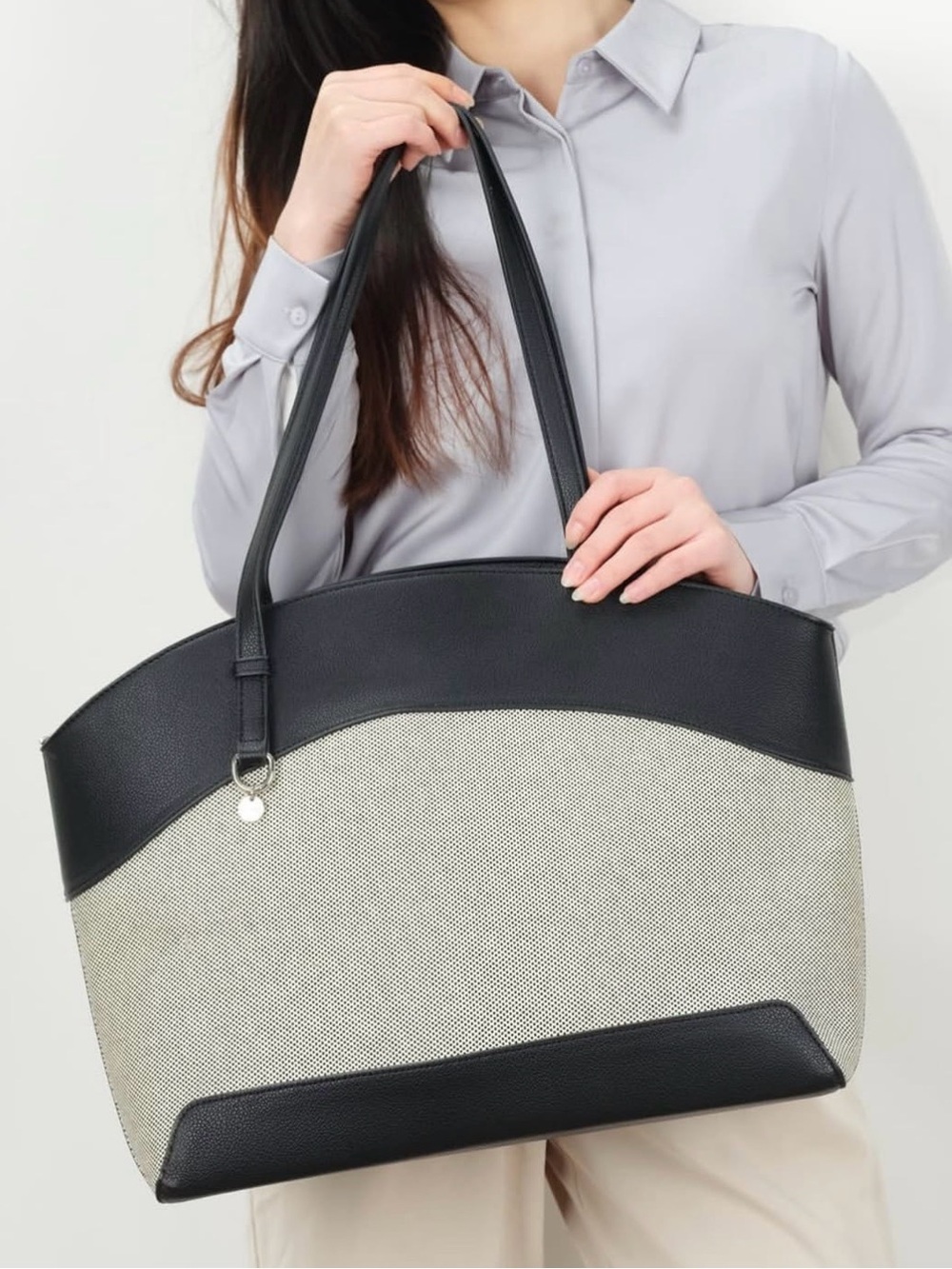Colab Vegan Laptop Bag - Black and Cream